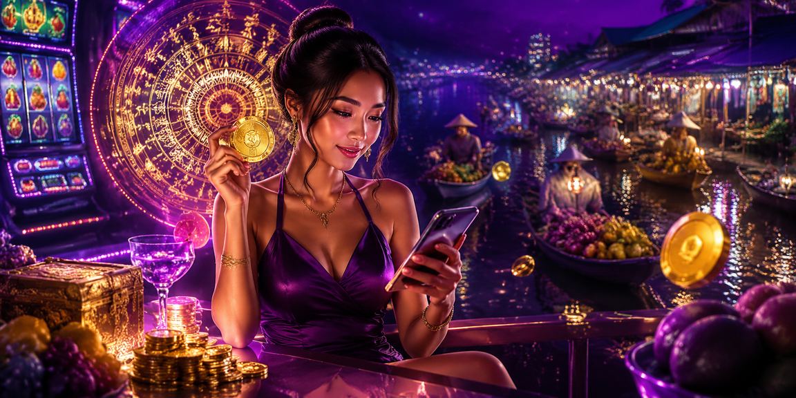 Màn hình slot game neon rực rỡ tại khu vực Mekong với giao diện hiện đại